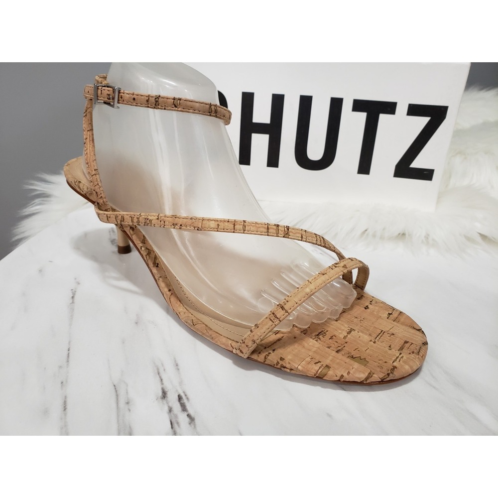 NEW SIZE 11 - Schutz Strappy Sandals Helene Cork Brown Natural Boho Heels Whimsy